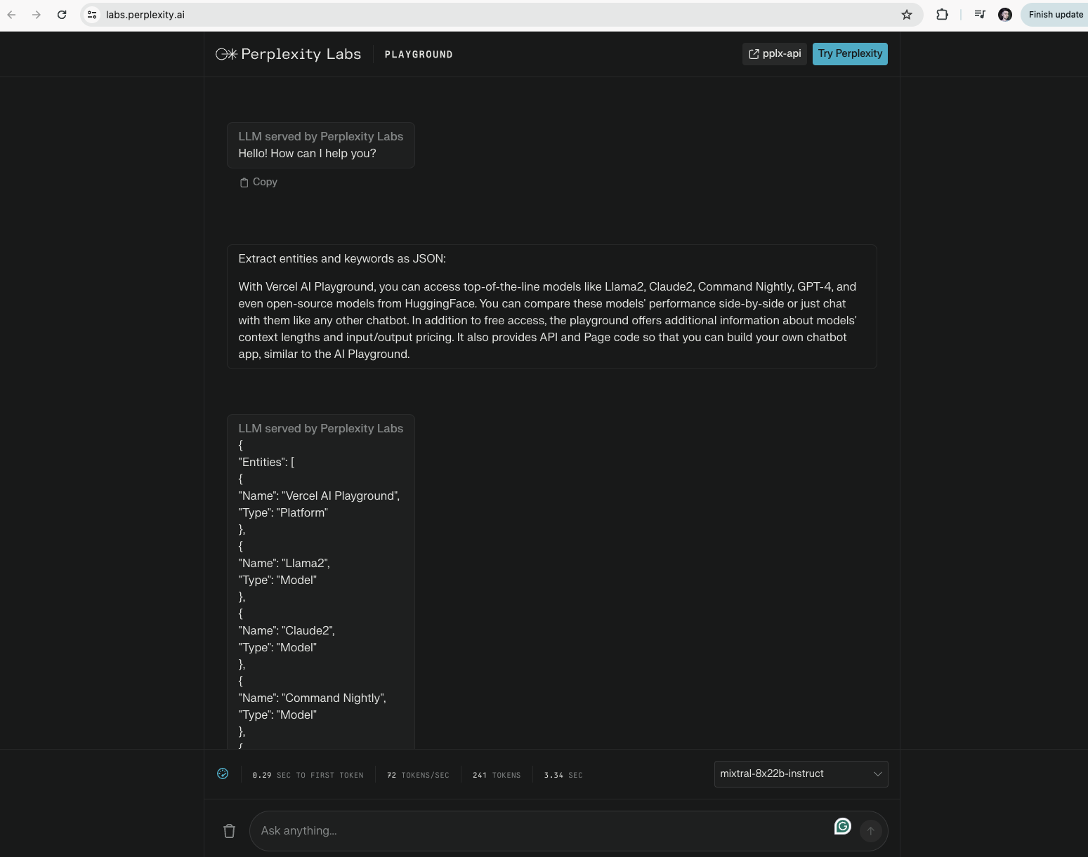 Perplexity Lab Free LLM Playground